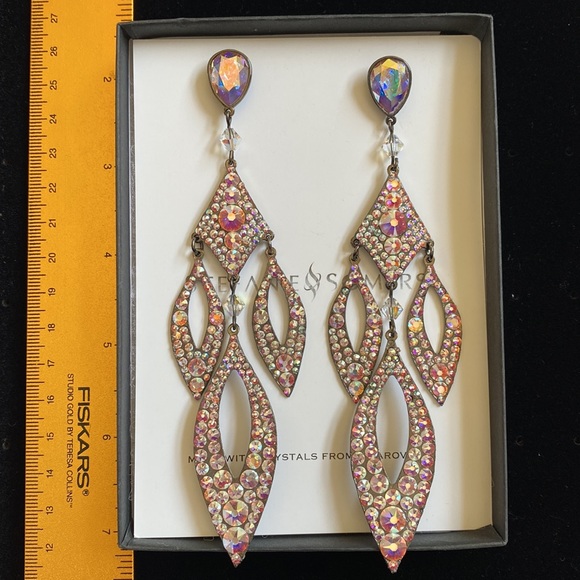 🆕 Stefanie Somers STACI AB Crystal in Black/Dark Metal Custom 💎 Earrings - Picture 3 of 9